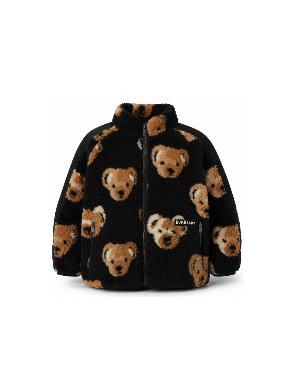 Felpa teddy nera con orsi e logo Burberry