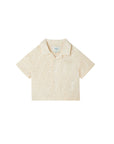 Camicia beige mezze maniche con stampa FF Fendi
