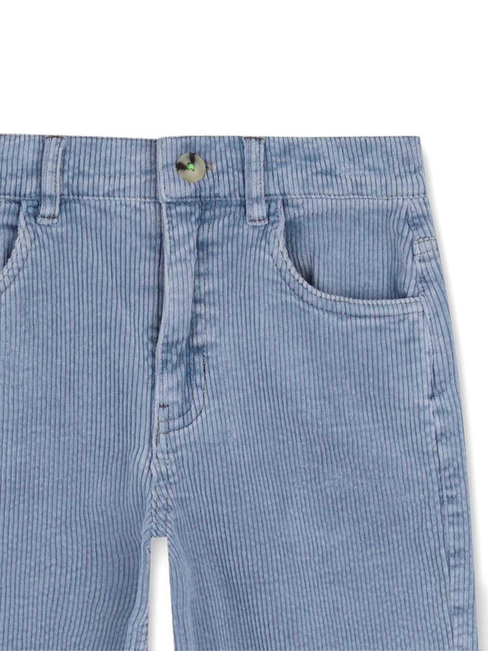 Pantalone a costine in velluto azzurro con dettagli logo Billieblush