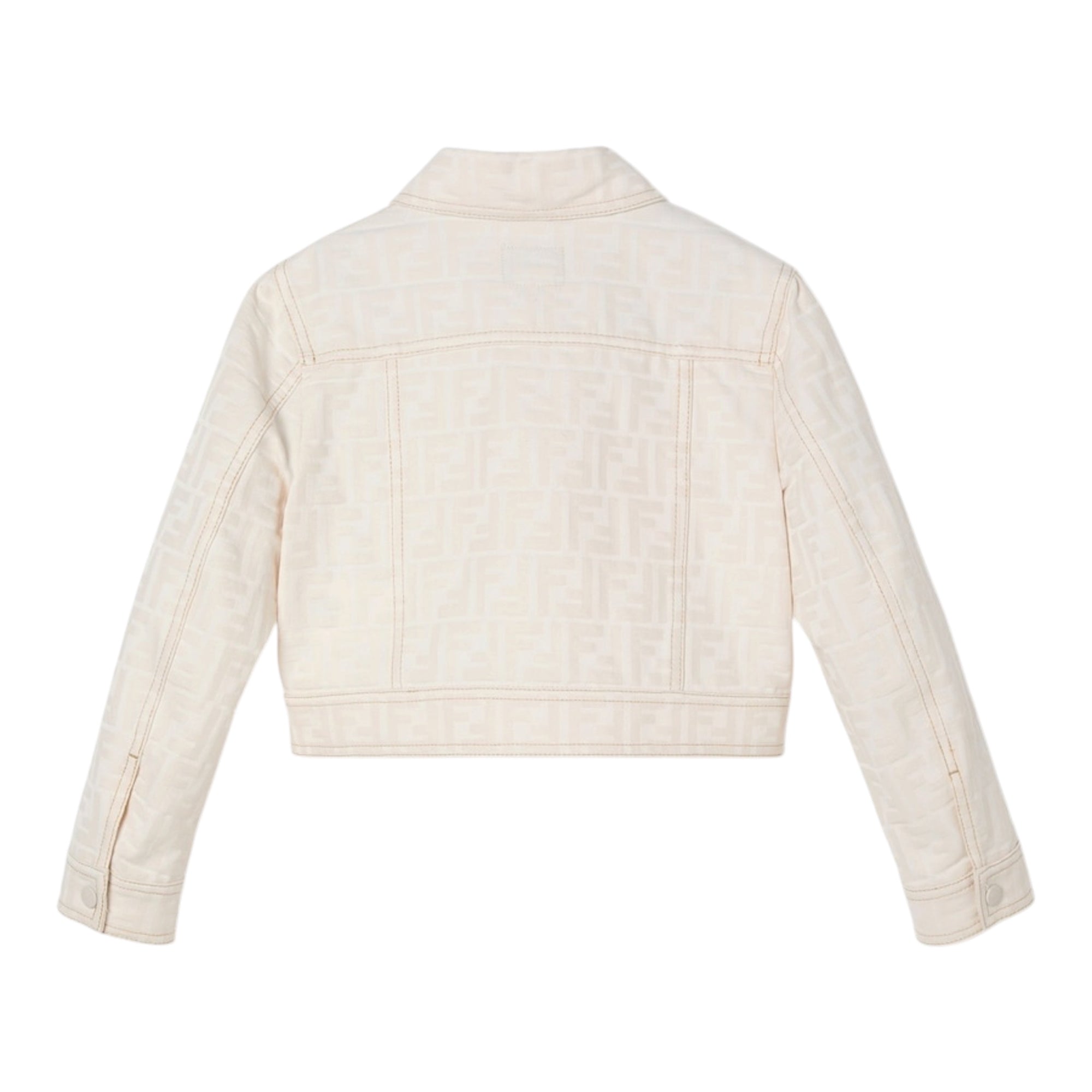 Giacca camicia cropped in cotone panna con logo Fendi