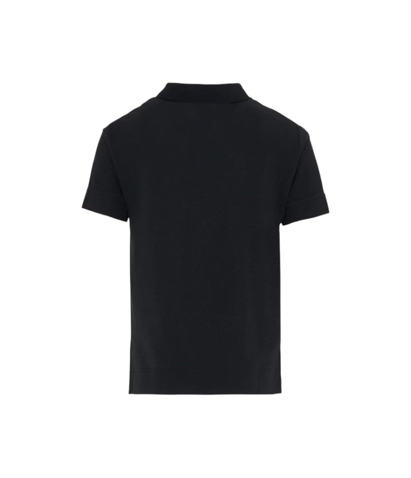 Polo nera con dettaglio logo Burberry cucito