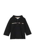 Polo nera manica lunga con dettagli logo Boss