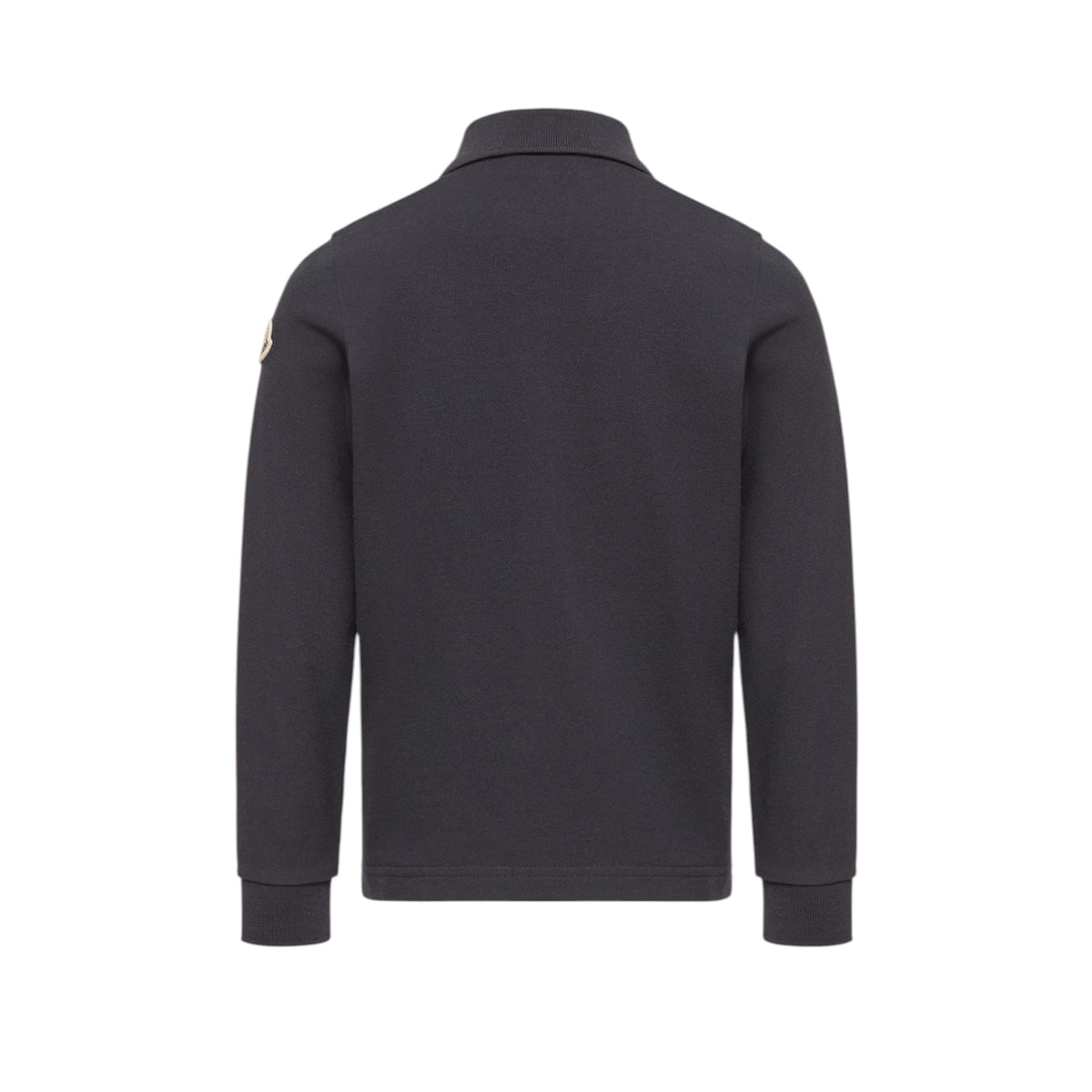 Polo blu con patch logo Moncler sulla manica
