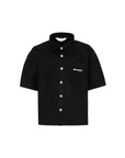 Camicia nera a mezze maniche con stampa logo Palm Angels