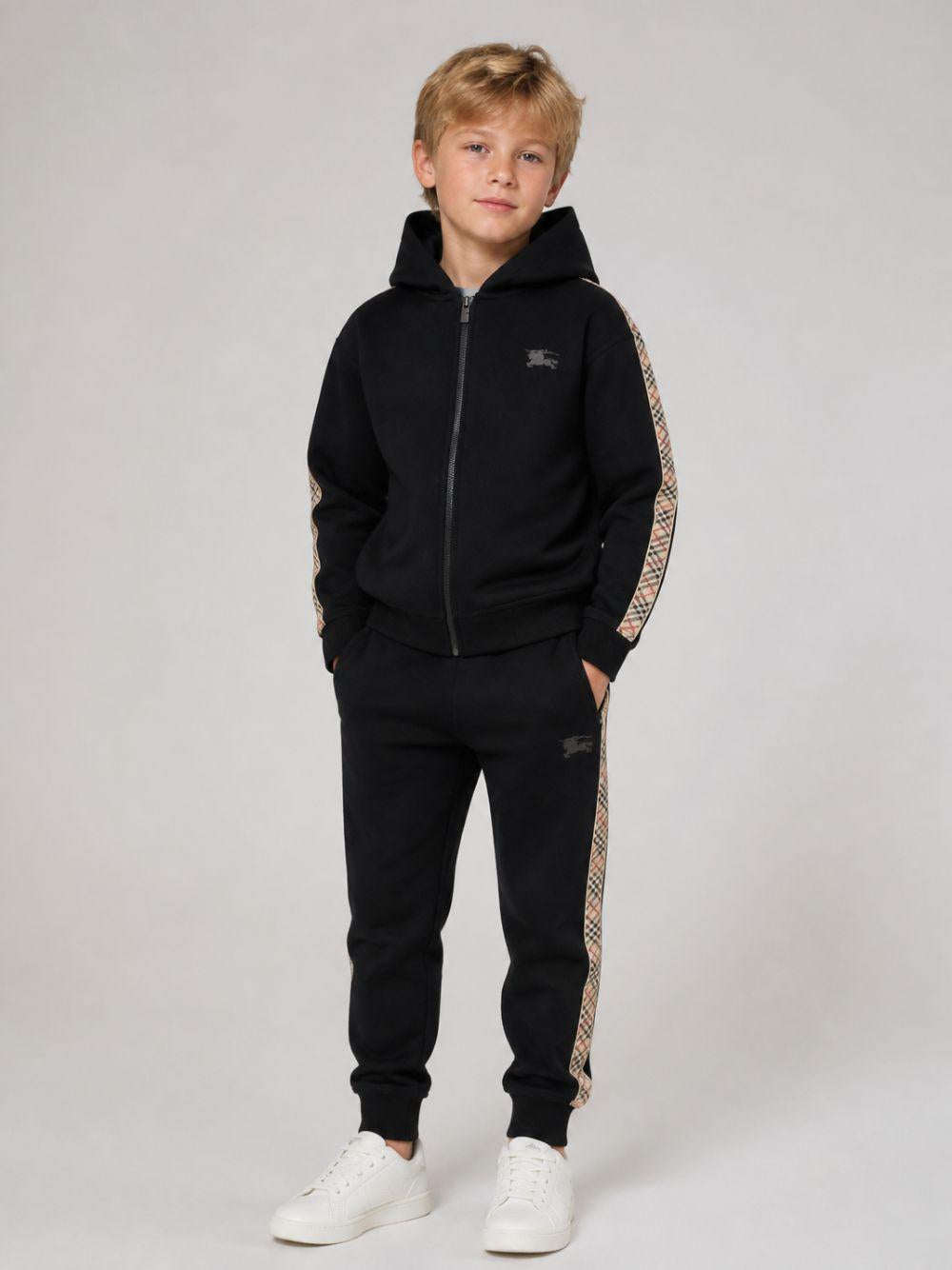 Felpa nera con dettaglio check Burberry