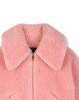 Giubbino teddy rosa con logo Givenchy cucito sul retro