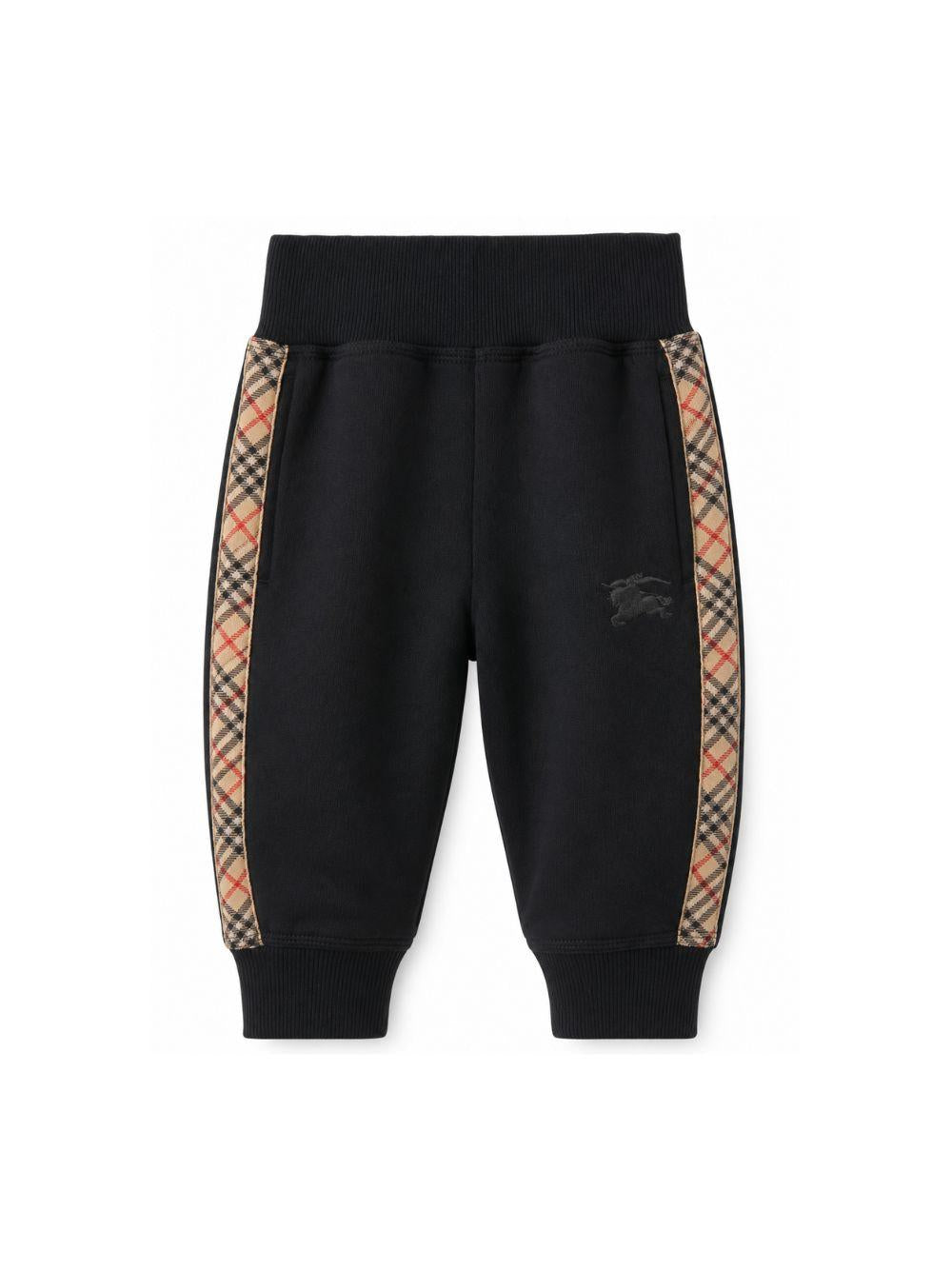 Pantalone baby nero con dettagli check Burberry