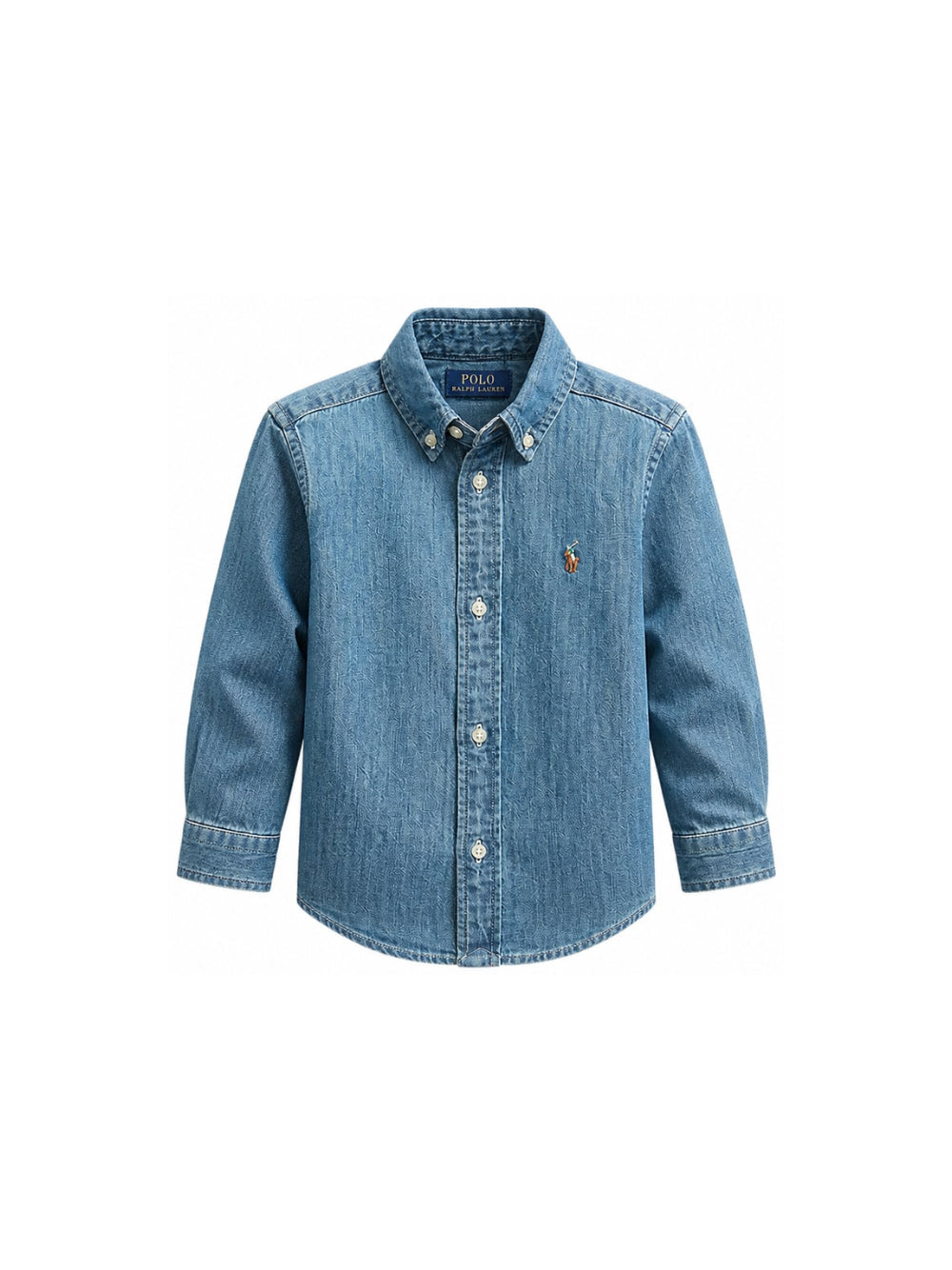 Camicia in jeans con logo Ralph Lauren cucito frontale