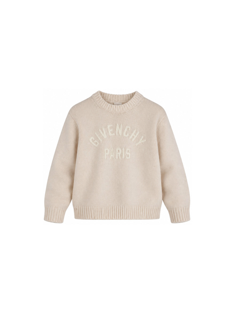 Maglione in misto lana panna con logo Givenchy cucito frontale
