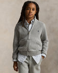 Maglione con zip e logo Ralph Lauren cucito frontale a contrasto