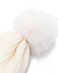 Cappello bianco con pompom e patch logo Moncler
