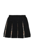 Gonna in lana nera a pieghe con dettagli Burberry