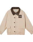 Giacca camicia beige con patch logo Fendi cucito frontale