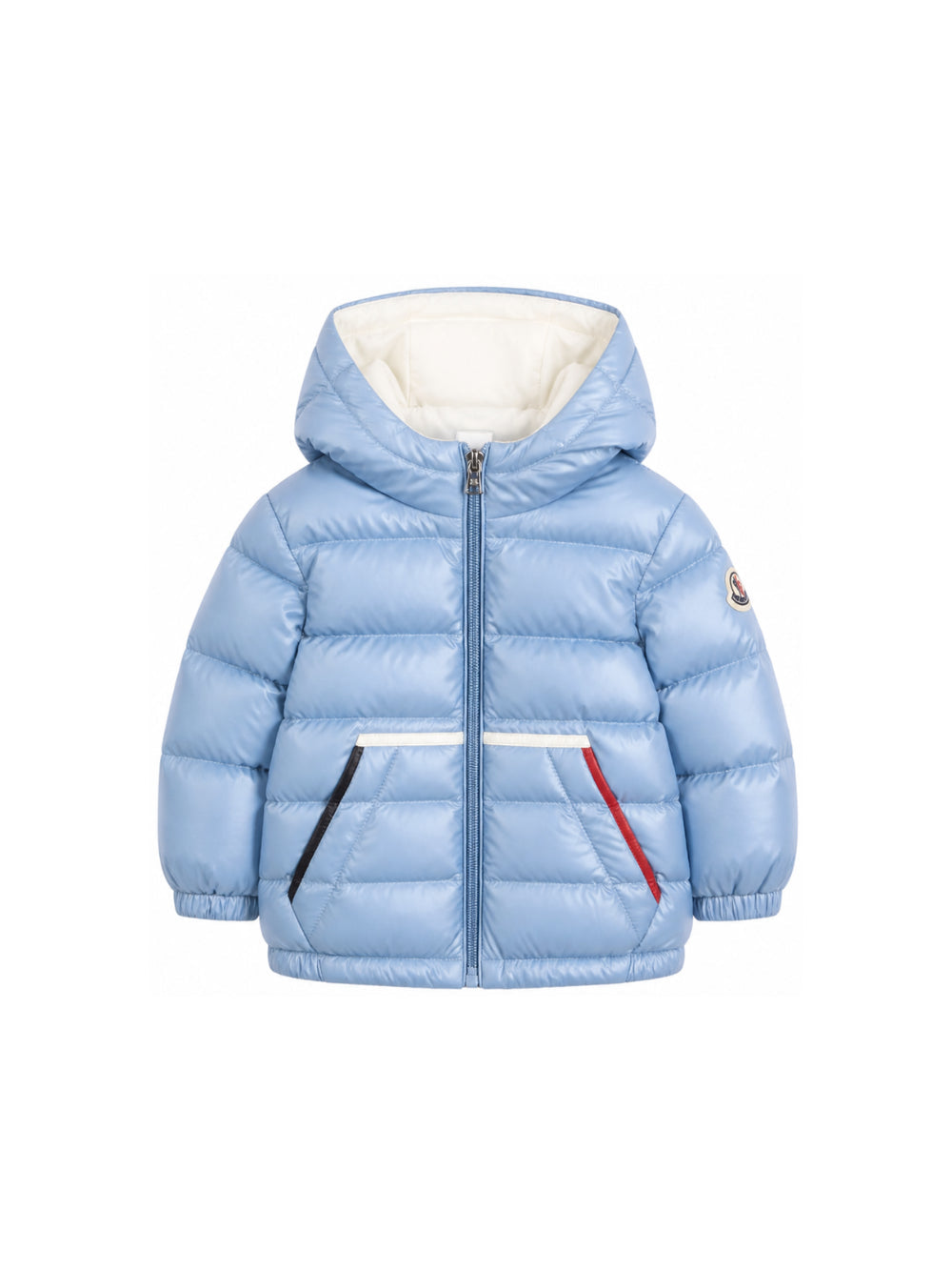 Giubbino Icarus azzurro baby con dettaglio patch Moncler