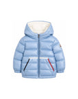Giubbino Icarus azzurro baby con dettaglio patch Moncler