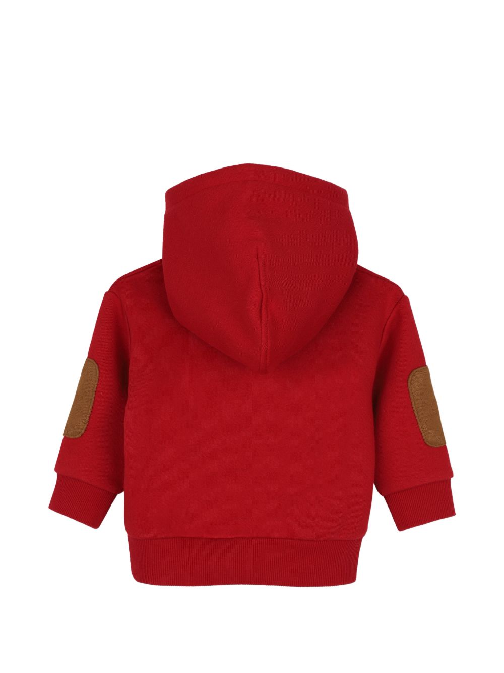 Felpa rossa con cappuccio baby e stampa logo Timberland frontale