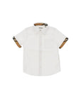 Camicia mezza manica bianca con dettagli check Burberry