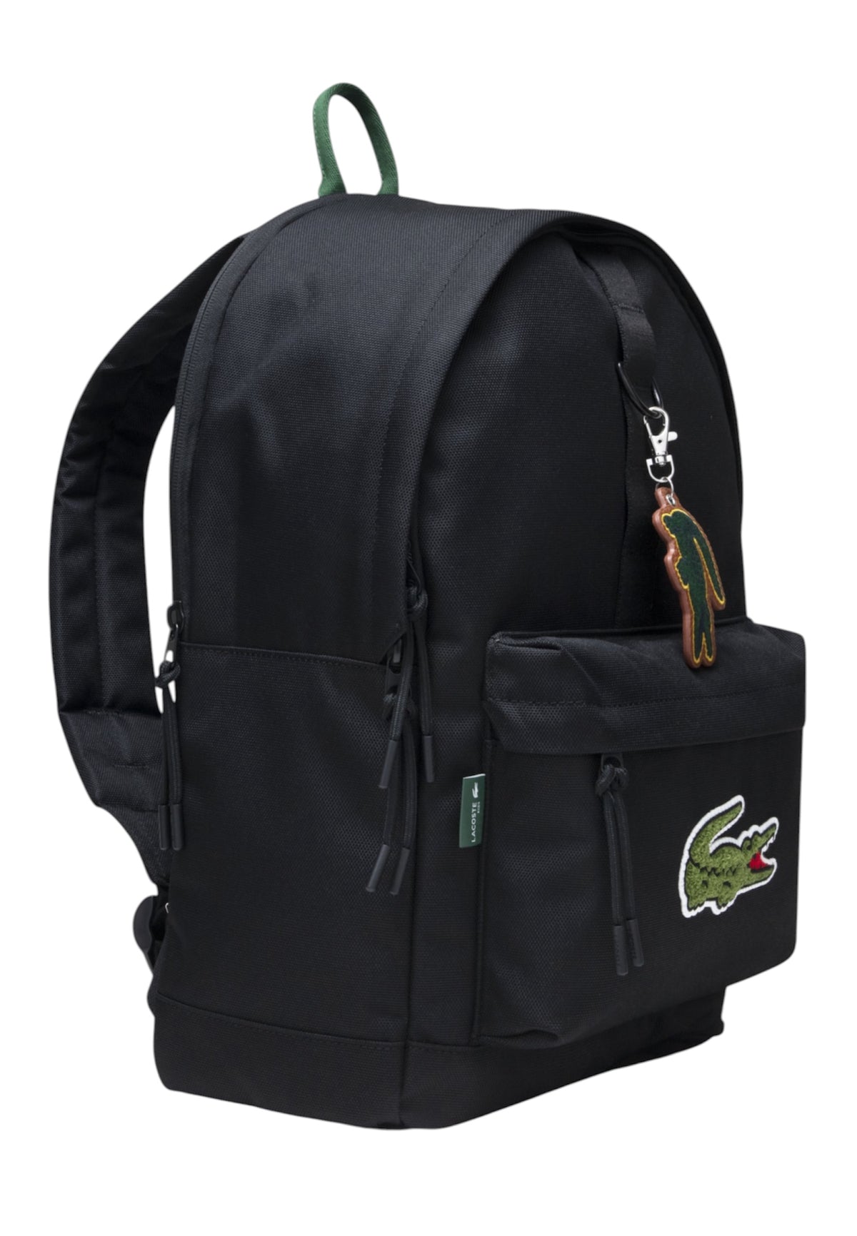Zaino nero con dettaglio patch cucito Lacoste cucito frontale