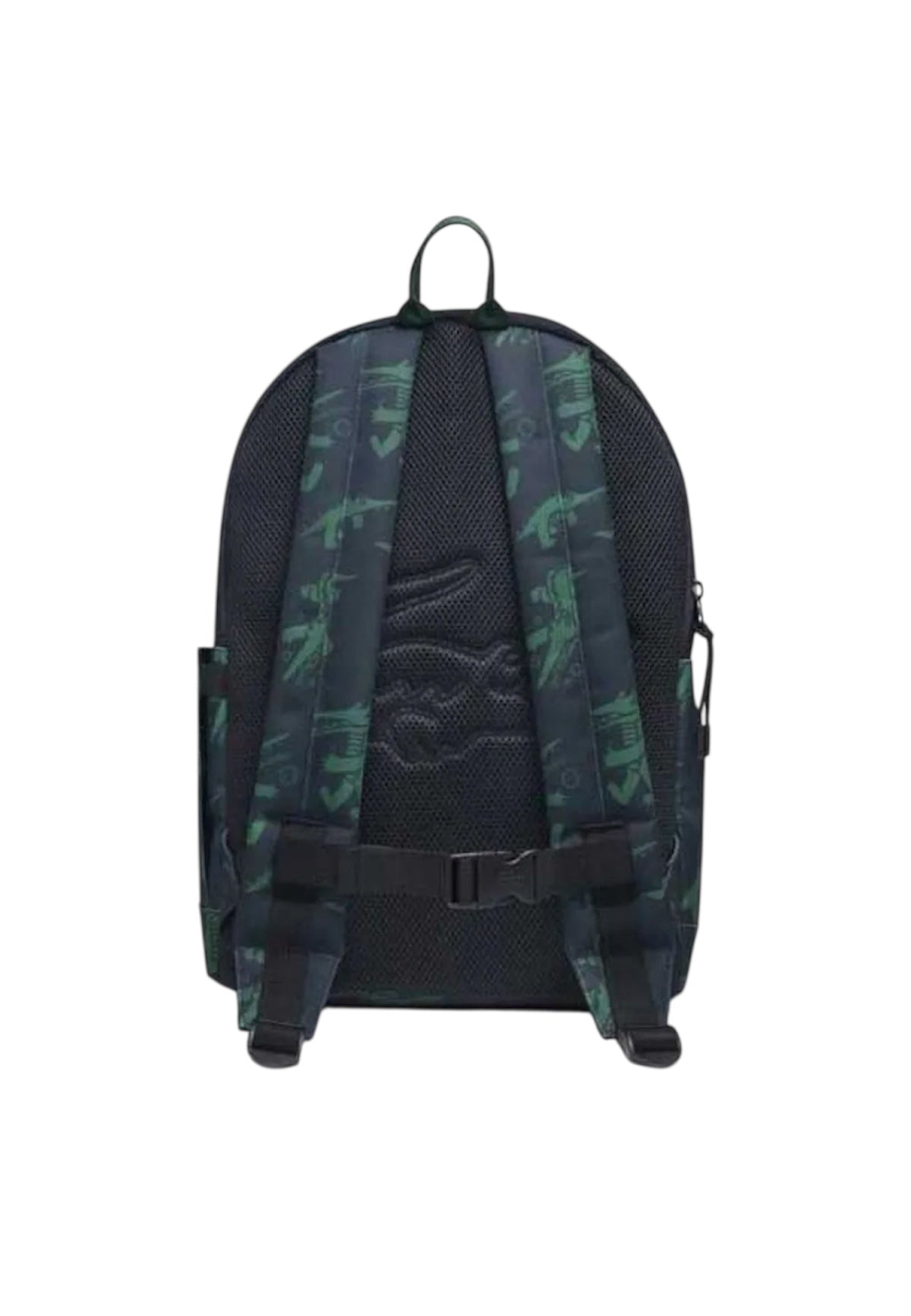 Zaino nero con dettagli verdi logo Lacoste