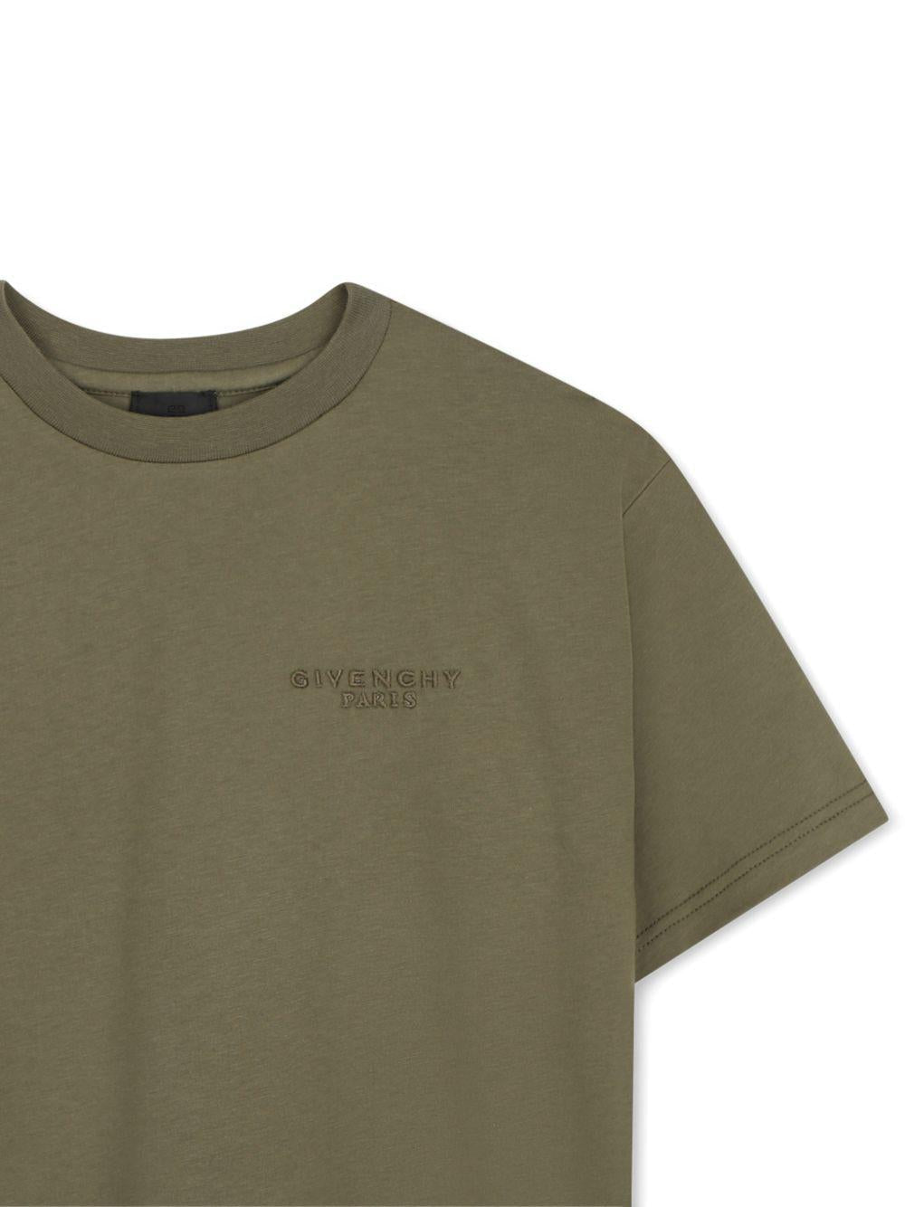 T-shirt verde con logo Givenchy cucito frontale e sul retro