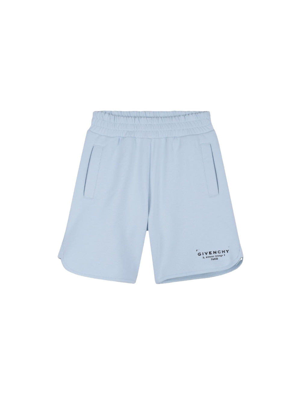 Bermuda azzurro in felpa con stampa logo Givenchy