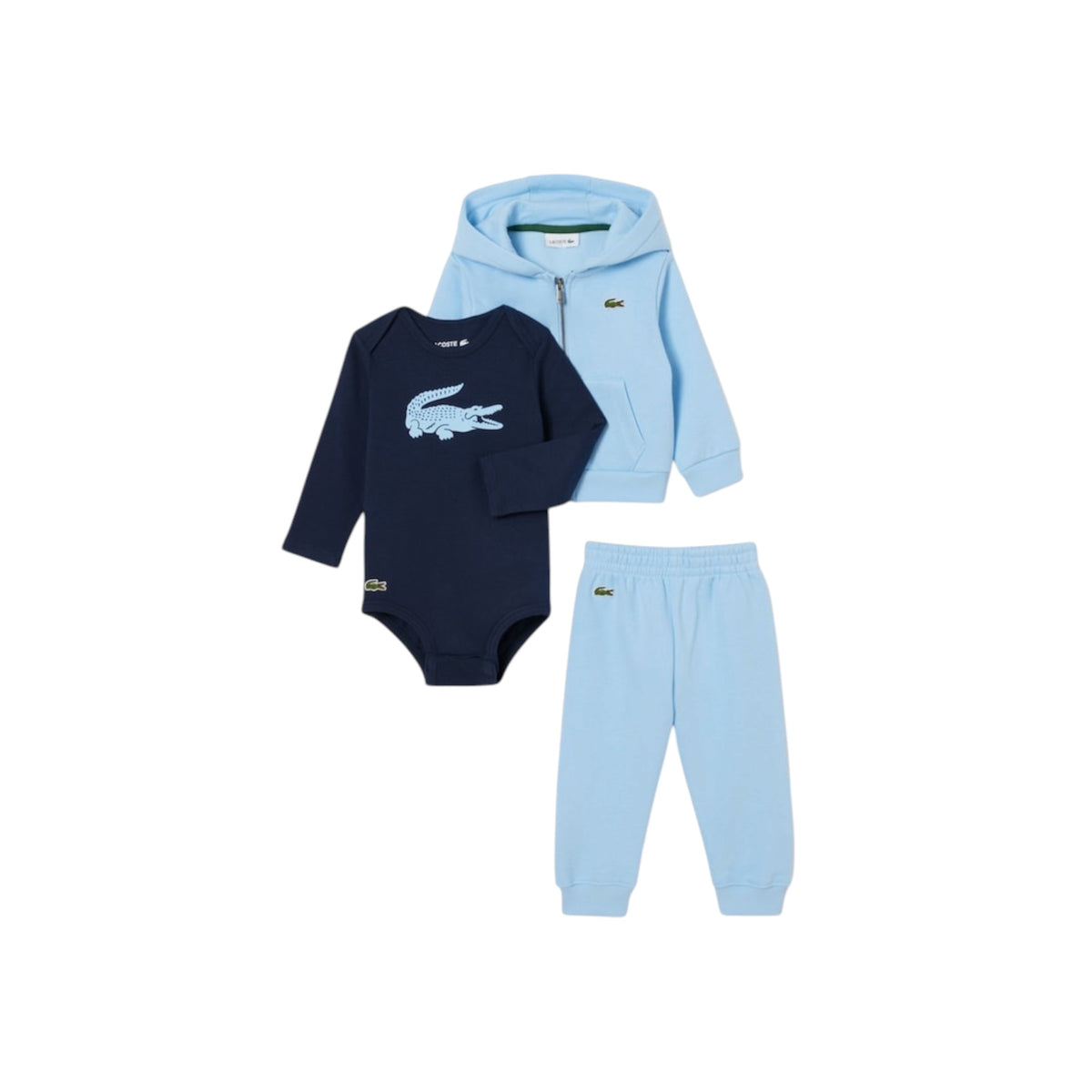 Completo tre pezzi azzurro con dettagli logo Lacoste
