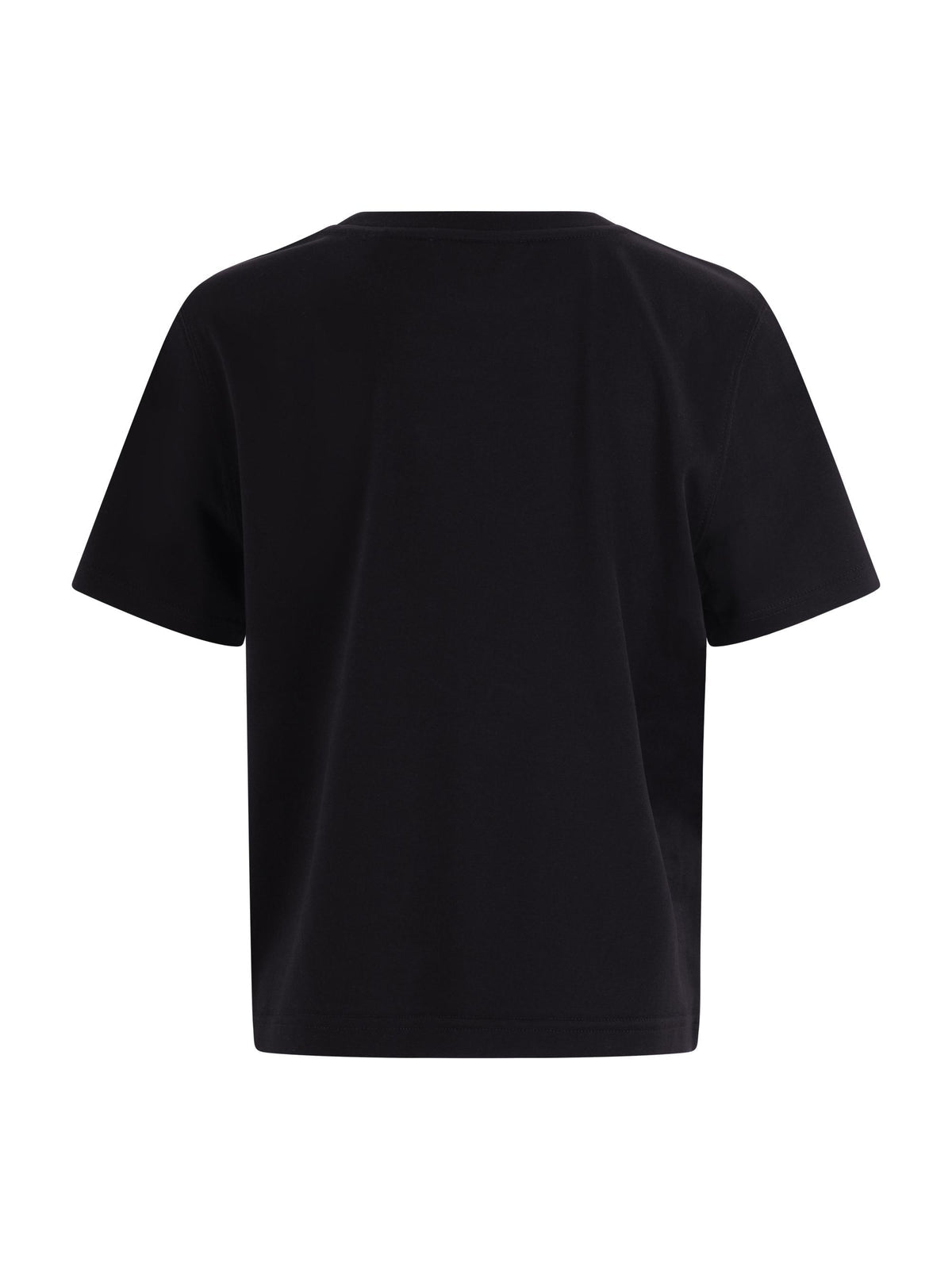 T-shirt nera con patch logo Burberry frontale