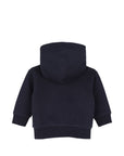 Felpa blu con cappuccio baby e stampa logo Timberland frontale