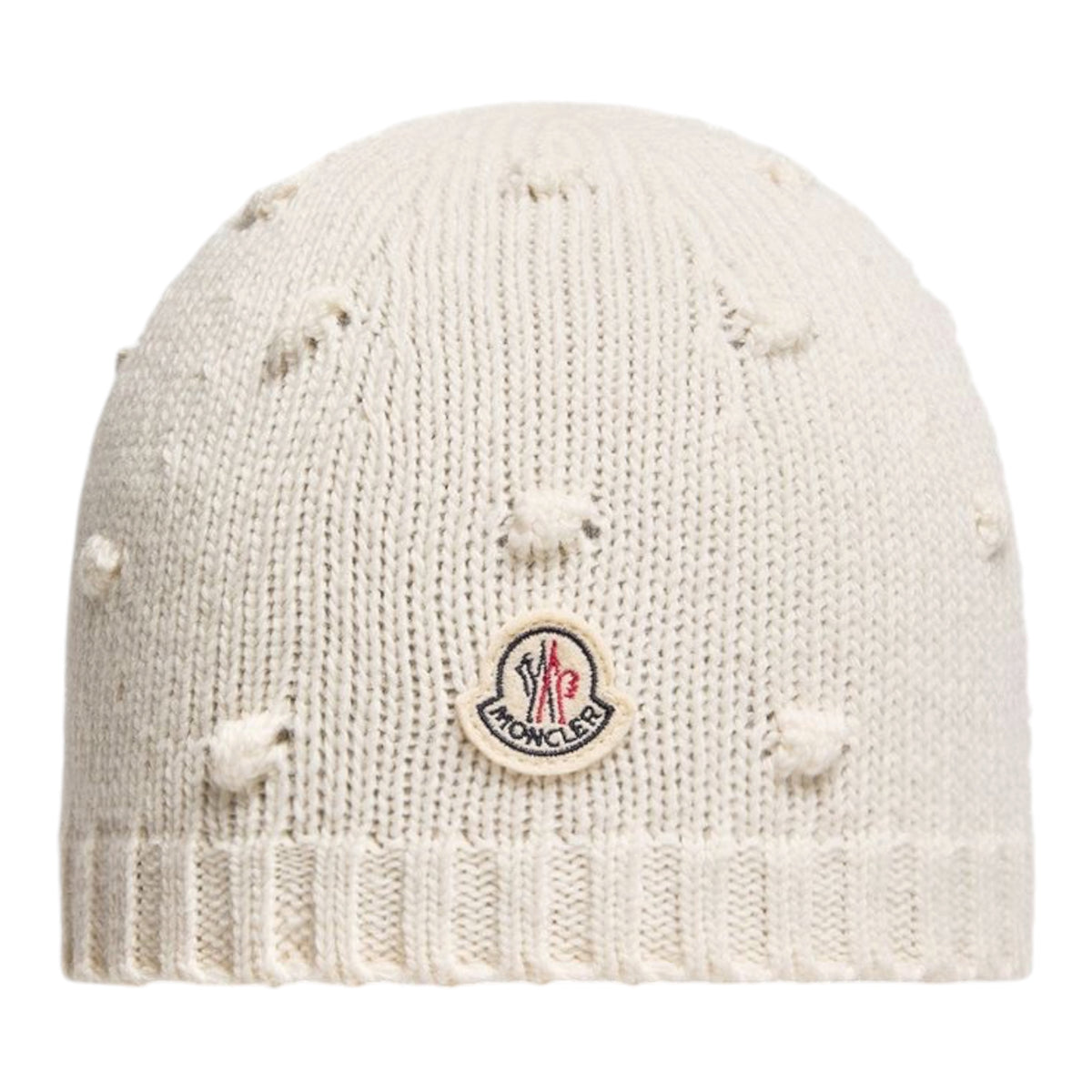 Cappello bianco con dettagli pois e patch logo Moncler