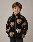 Felpa teddy nera con orsi e logo Burberry