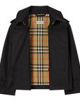 Trench nero cropped con dettagli logo Burberry