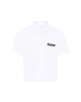 Camicia bianca a mezze maniche con stampa logo Palm Angels