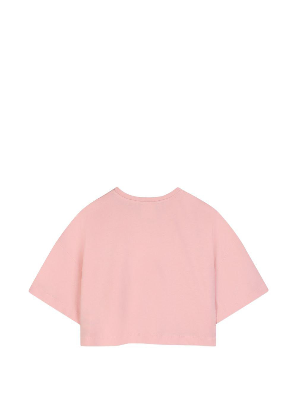 T-shirt rosa cropped con logo cucito Givenchy frontale