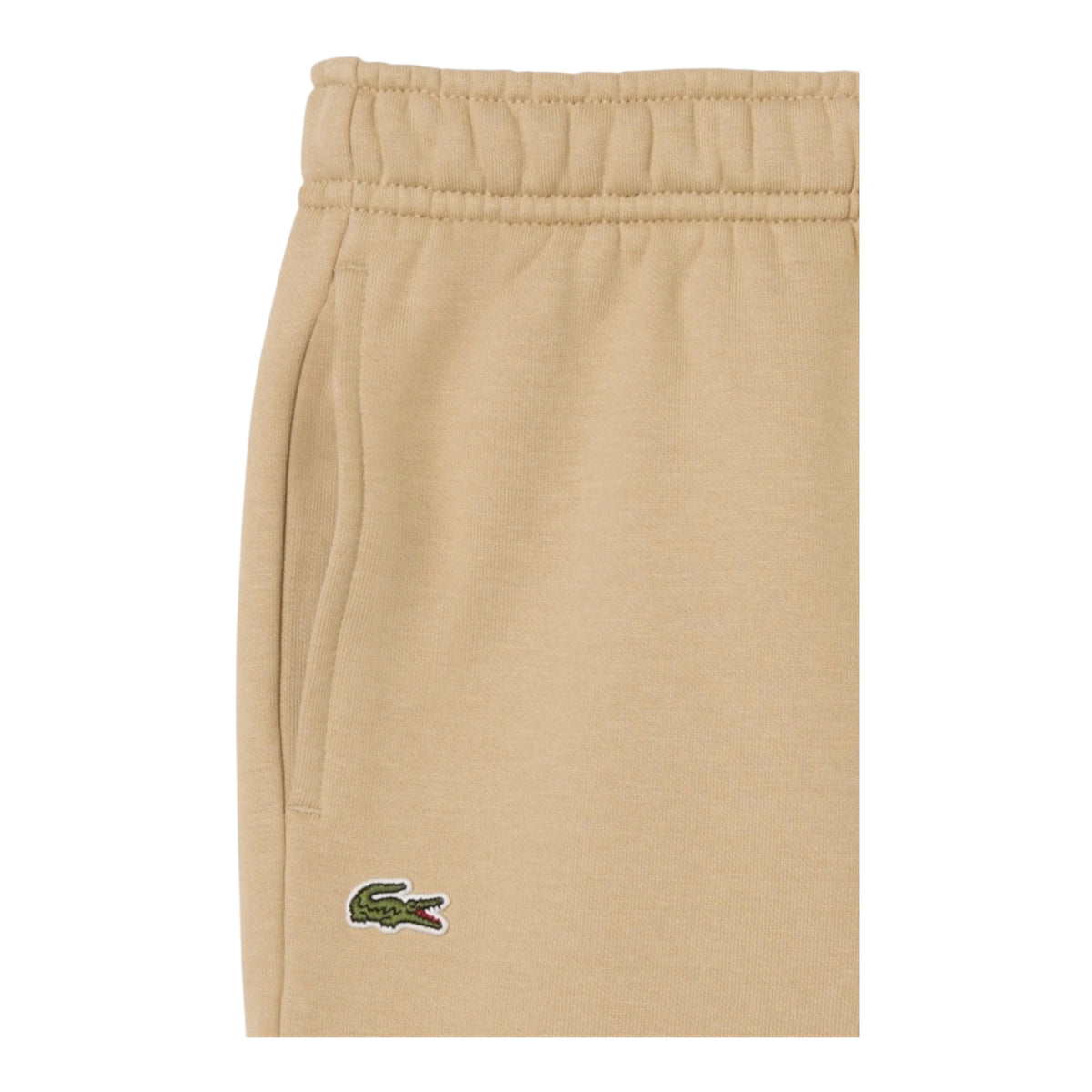 Pantalone in felpa beige con patch logo Lacoste