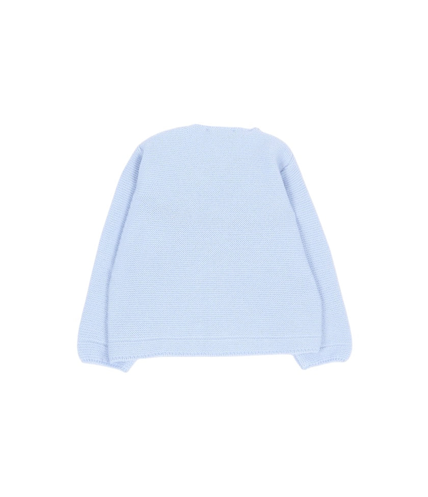 Cardigan azzurro ad intarsio con dettagli logo Paz Rodriguez