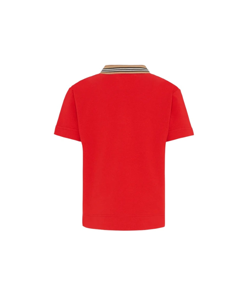 Polo rossa con stampa logo Burberry