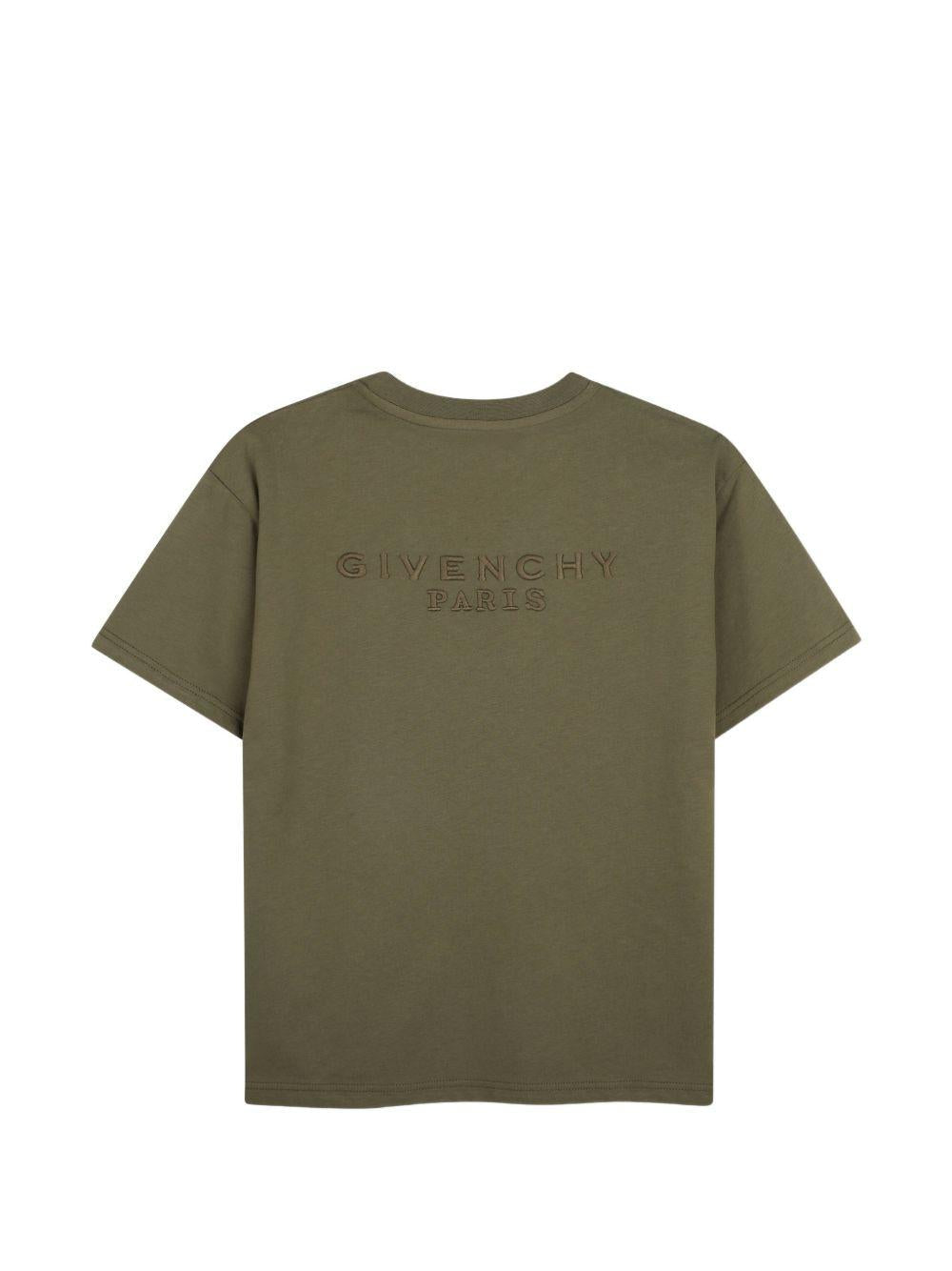 T-shirt verde con logo Givenchy cucito frontale e sul retro