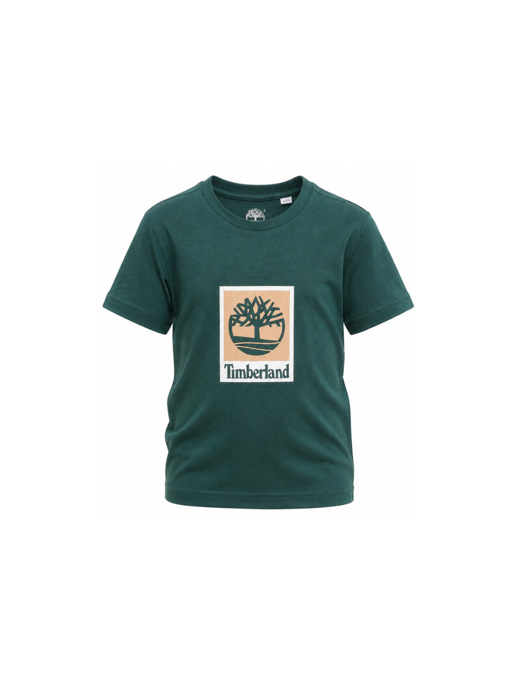 T-shirt verde con stampa logo Timberland a contrasto frontale
