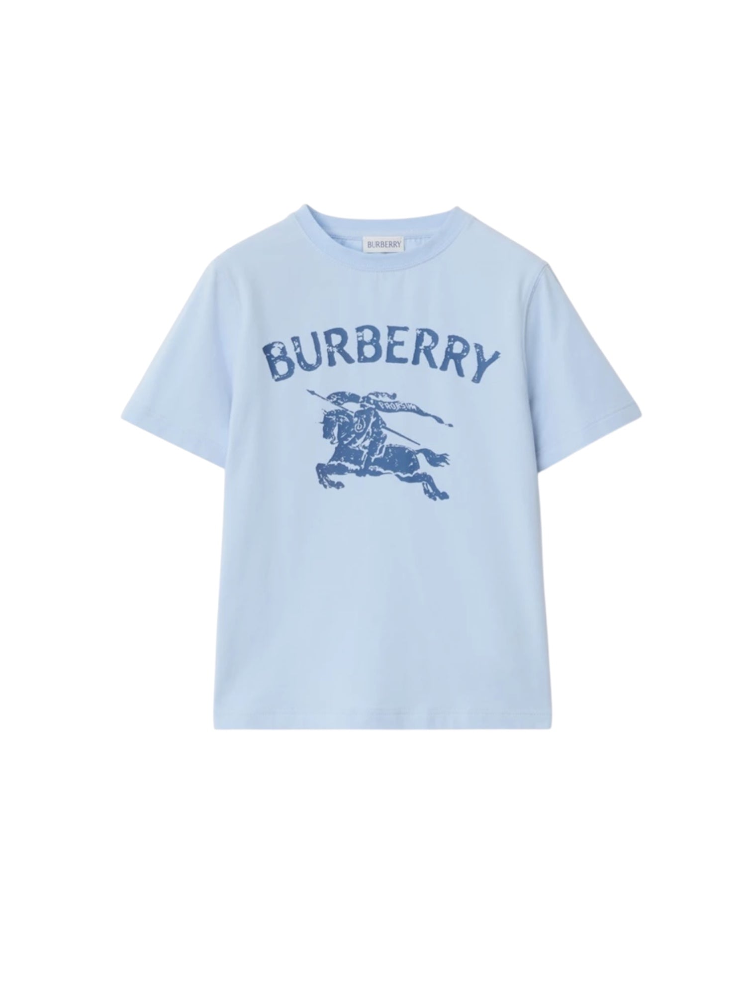 T-shirt azzurra con dettaglio logo Burberry stampato