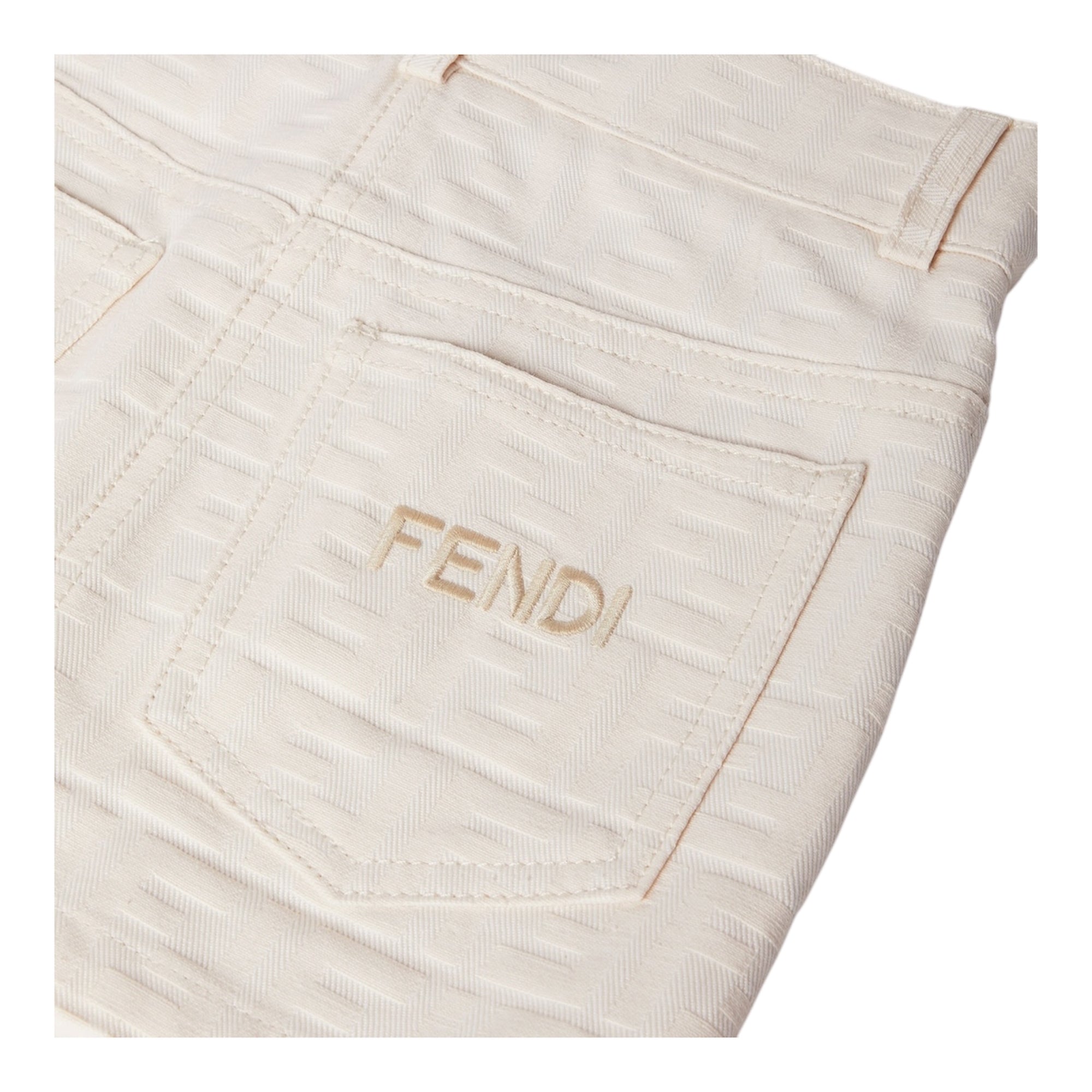 Gonna in cotone panna con logo Fendi