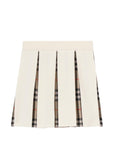 Gonna in lana bianca a pieghe con dettagli Burberry