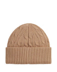 Cappello in maglia marrone con logo Ralph Lauren cucito frontale
