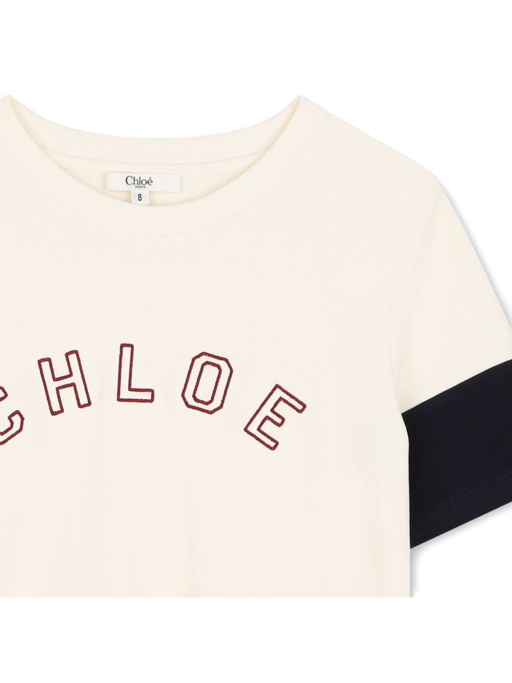 T-shirt panna con logo Chloé cucito a contrasto