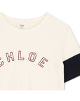 T-shirt panna con logo Chloé cucito a contrasto