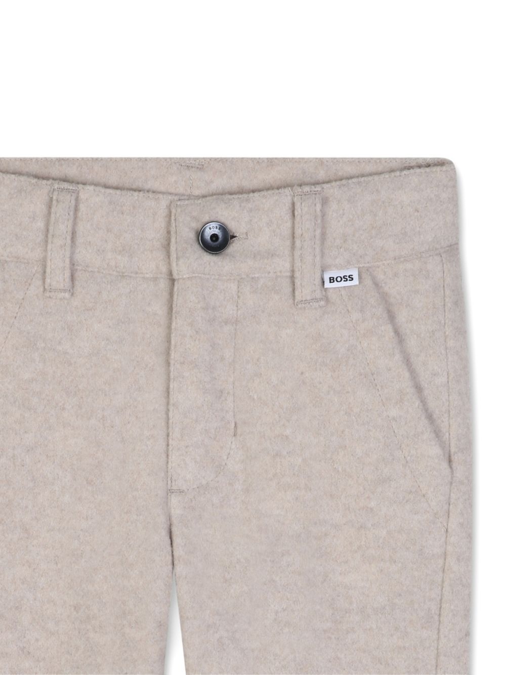 Pantalone in panno beige con dettagli logo Boss