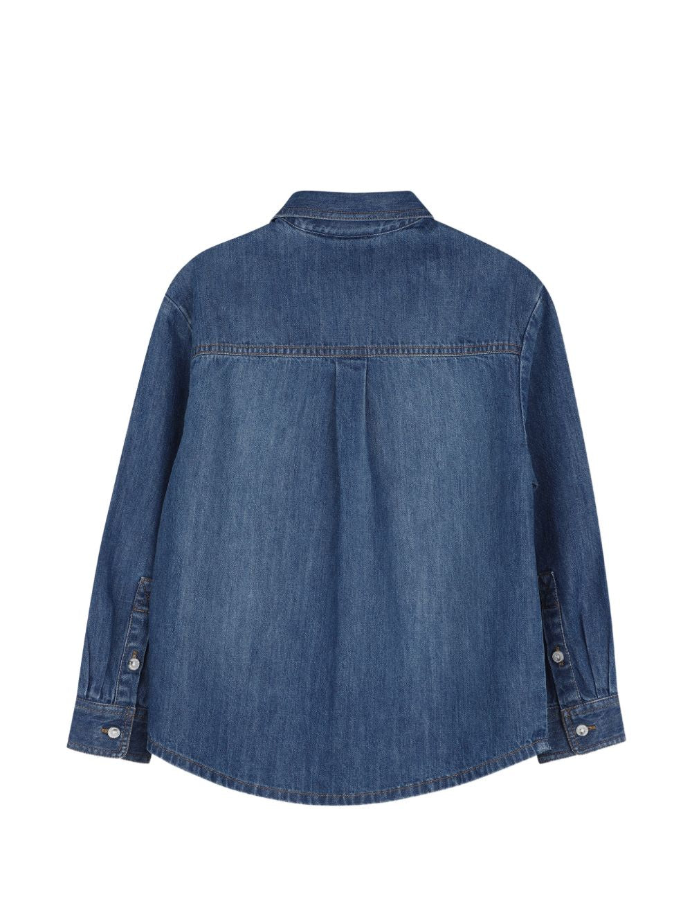 Camicia in jeans blu con patch logo Timberland cucito frontale