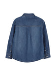 Camicia in jeans blu con patch logo Timberland cucito frontale