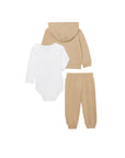 Completo tre pezzi beige con dettagli logo Lacoste