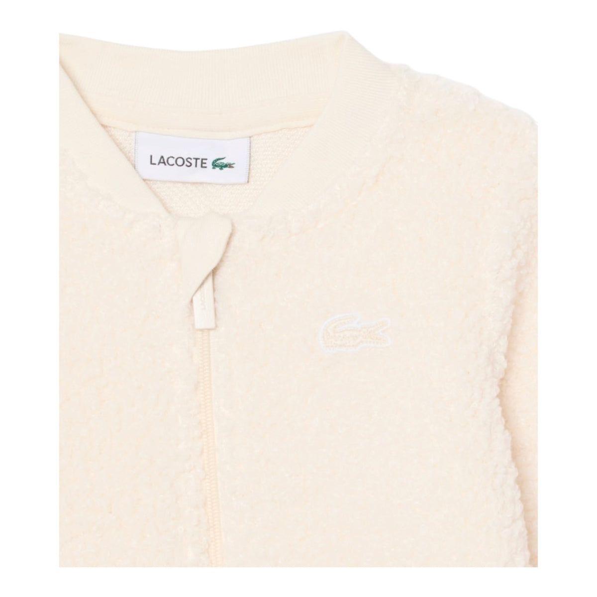 Tutina teddy bianca con patch logo Lacoste