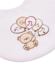 Bavaglino in ciniglia rosa  e logo Nanan con palloncini
